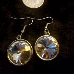 Crystal Rhinestone Drop Earrings, Silver Tone